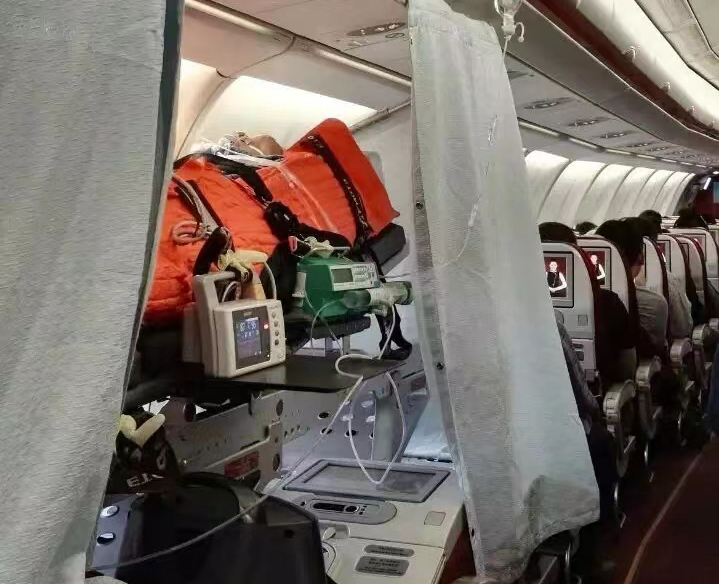 沙雅县跨国医疗包机、航空担架